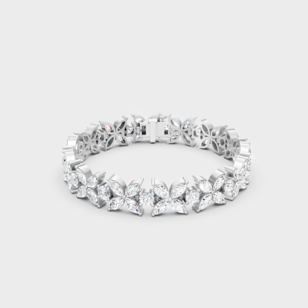 Hallmark Gold Marquise Round Diamond Bracelet Rose Gold